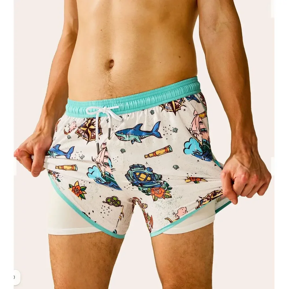 Maamgic SeaBorn Sea Voyage Nautical Print Swim Trunks Men's XL